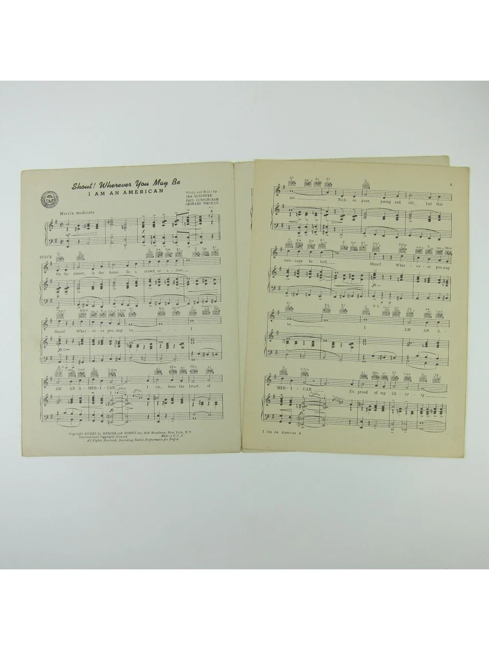 Sheet Music Shout! Wherever You May Be I Am An American Patriotic Vintage 1940
